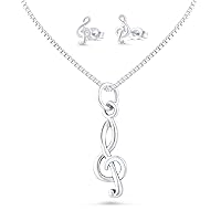 Sterling Silver Treble Clef Music Note Necklace