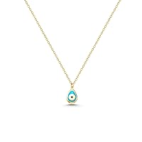 Evil Eye Necklace, 14K Real Gold Eye Necklace, Minimalist Gold Evil Eye Necklace, Valentines Day Gift