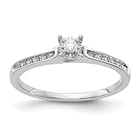 14k White Gold Lab Grown Diamond Petite Engagement Ring Size 7.00 Jewelry Gifts for Women