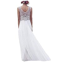 Tsbridal Beach Wedding Dress V Neck Beaded Wedding Dresses