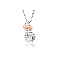 0.15 CT Round Cut Created Diamond 14K Two Tone Gold Over Fashion Pendant Necklace