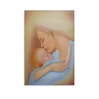 Mother Kissing Baby, Pregnant Woman Art, Motherly Love Art Painting Wall Posters Canvas Art Poster And Wall Art Picture Print Modern Family Bedroom Decor Posters 08x12inch(20x30cm)