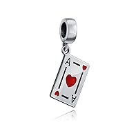 Travel Vacation Good Luck Casino Ace Of Hearts Poker Player Tourism Las Vegas Lucky Cards Slot Machine Dangle Charm Bead .925 Sterling Silver Fits European Bracelet