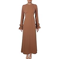 Verona Collection Womens Ruffle-Sleeve Maxi Dress, Brown, Medium