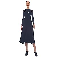 Norma Kamali Women's Long Sleeve Weave Flared Dress