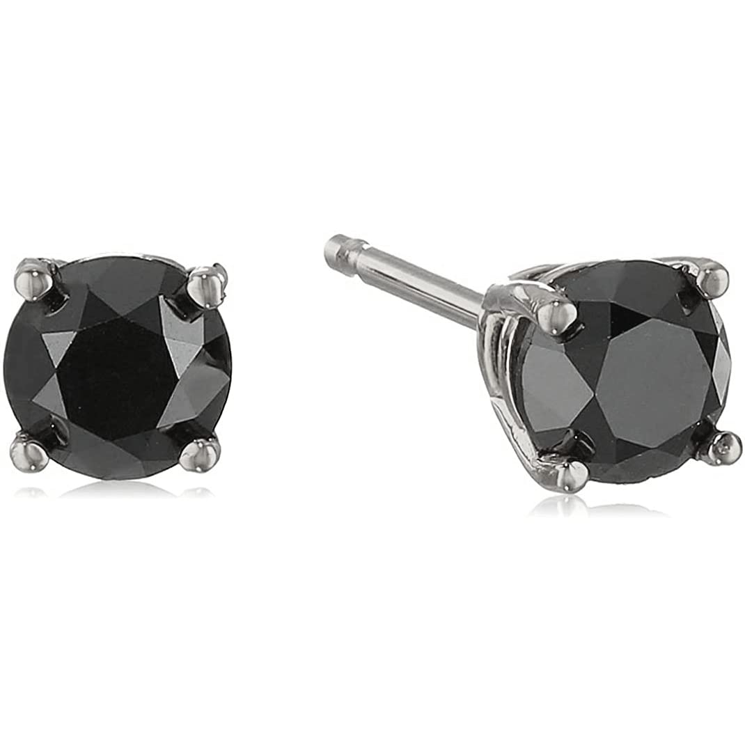 Vir Jewels 1/2 cttw Black Diamond Stud Earrings 14K White or Yellow Gold Round 4 Prong