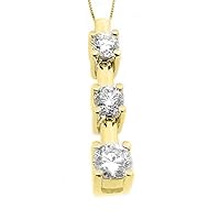 14k Yellow Gold Diamond 3-Stone Pendant .42 Carats