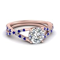 Choose Your Gemstone 4 Prong Split Twisted Diamond CZ Ring rose gold plated Round Shape Split Shank Engagement Ring Minimal Modern Design Birthday Gift Wedding Gift US Size 4 to 12