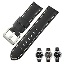 Real Leather Calfskin 24mm Watchband Suitable For PANERAI LUMINOR Watch Strap Soft Bracelets Black Buckle Free tools