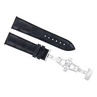 22MM LEATHER STRAP BAND COMPATIBLE WITH TISSOT 1853 AUTOMATIC WATCH DEPLOYMENT CLASP BLACK