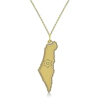 14k Gold Diamond Accented Israel Map Charm Pendant Necklace (0.37ct)