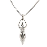 Fertility Goddess Necklace in Sterling Silver on 18