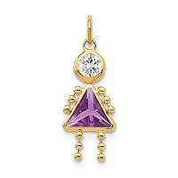 Saris and Things 10K Yellow Gold February Girl Birthstone Charm