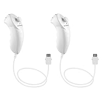 2Packs Nunchuck Controller Remote Replacement for Nintendo Nunchuk Wii Wii U Console White