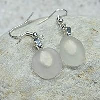 Custom Frosted White Sea Glass Earrings - Made to Order