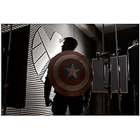 Chris Evans 8 Inch x 10 Inch photograph Captain America Civil War The Winter Soldier The Avengers Age of Ultron in Shadows w/Shield on Back kn