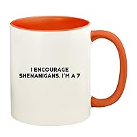 I Encourage Shenanigans. I’m A 7-11oz Ceramic Colored Handle and Inside Coffee Mug Cup, Orange