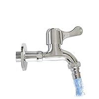 Single Cold Single Cold Zinc Alloy Chrome Wall Mount Outdoor Water Tap Washing Machine Faucet Laundry Bathroom Bibcock for Garden Balcony [Model No.2, G1/2(Close to US NPT 1/2) Connection]