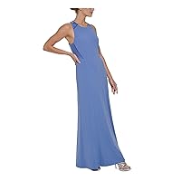 DKNY Womens Criss-Cross Back Maxi Evening Dress Blue 14