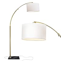 Brightech Logan Arc Floor Lamp, Bright Standing Lamp for Living Rooms, Offices & Bedrooms, Modern Living Room Décor, Tall Hanging Floor Lamp for Reading and More – Gold/Brass