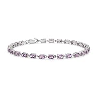925 Sterling Silver Gemstone Bracelete | Oval 6x4mm | Woman and Girls | Linear Tennis Bracelet |It is Always Nice to Have a Bracelet for Any Occasion