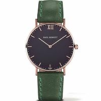 PAUL HEWITT Unisex Analogue Quartz Watch with Leather Strap PH-SA-G-Sm-B-12M, Blue/Green, Strap