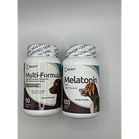 Beef Flavored Bundle: Multi-Formula Vitamin for Dogs (30 mg HMR Lignans, 3 mg Melatonin, 60 mg Milk Thistle, 90 Tablets) & Melatonin for Dogs (3 mg, 120 Chewables) - Small & Large Breeds