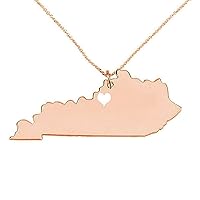 Meiligo 18K Gold Silver Country Map Charm Pendant Kentucky state Map Necklace Jewelry