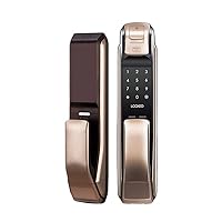 Zhong Push Pull Handle with Fingerprint Digital Smart Home Lock and Card Verification (Color : Gray, Size : Push)