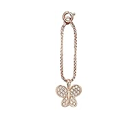 Round Cut Cubic Zirconia Butterfly Charm Pendant For Womens & Girls 14k Rose Gold Plated 925 Sterling Silver.
