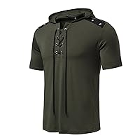 Hoodies for Men Summer Short Sleeve Sports Casual Solid Color Drawstring Hooded Pullover Slim-Fit Sweatshirts