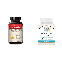 NatureWise Vitamin B12 1000 mcg 60 Softgels Energy Support Bundle with 21st Century Slow Release Iron Tablets 60 Count