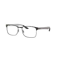 Ray-Ban RX8416 Square Prescription Eyeglass Frames, Matte Gunmetal/Demo Lens, 55 mm