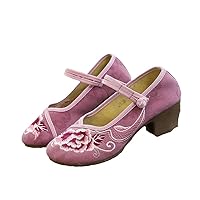 High Block Heel Women Jacquard Embroidered Pumps Elegant Ladies Casual Comfortable Chinese Shoes