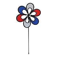 In the Breeze 2674 Patriotic Windee Wheelz Flower Spinner, Red, White, and Blue