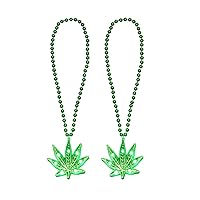 Pack of 2 Light Up LED Pot Leaf Cannabis Medicinal Marijuana 420 Beaded Necklace