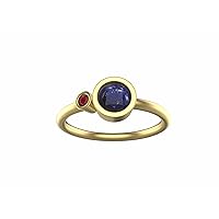 14k Solid Gold 2.2 mm Round Cut Glass Filled Ruby Ring (Yellow Gold, 11.25)