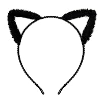 WHAVEL Cat Ears Black Cat Ears Headband Cute Fur Fox Ears Cat Headband Plush Animal Ears Headband Costume Cosplay Cat Costume Party Supplies Halloween