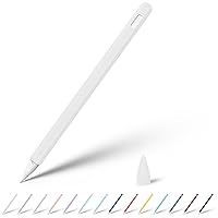 KELIFANG Silicone Case Sleeve Cover Compatible Apple Pencil 2nd Generation, Protective Skin Holder Grip and Tip Cap Accessories Compatible iPad Pro 11 12.9 inch, White