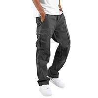 Mens Baggy Cargo Pants Casual Loose Fit Elastic Waist Cotton Twill Cargo  Pants