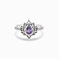 for Daughter No Mud No Lotus Ring, 925 Sterling Silver Lotus Flower Yoga High Polish Tarnish Resistant Zircon Inlaid Ring with Gift Box, Inspirational Jewelry Gift for Women Teens Girls (Purple,US-8)