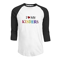 I Heart My Kinders Men 3/4 Sleeve Baseball Raglan T Shirts