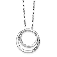 925 Sterling Silver Polished Spring Ring White Ice .02ct. Diamond Necklace 18 Inch Measures 21mm Wide Jewelry for Women