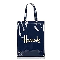 Harrods Medium Logo Shopper Bag Navy Blue, Navy