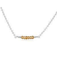JEWELZ 18 inch Long Solid 925 Sterling Silver Chain with 3 mm Round Faceted Citrine Beads Silver Plated Chain Necklace for Women, Girls & Teens.