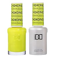Duo Gel & Matching Lacquer Polish Set Soak off Gel NAIL All In One Daisy Top Coat for Nails (with bonus side Glitter) Made in USA (424 Lemon Juice)