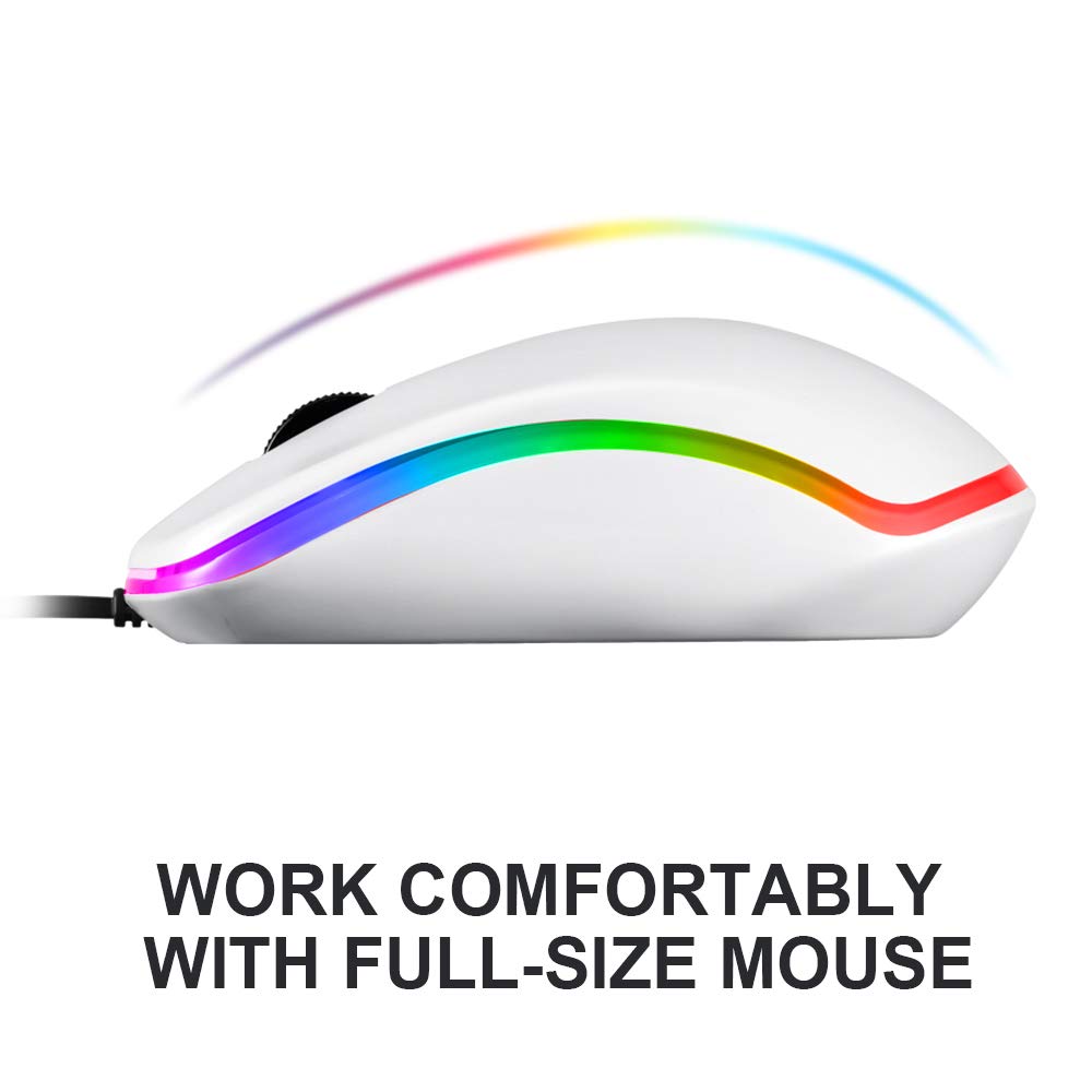 COOLERPLUS FC112 USB Optical Wired Computer Mouse with Easy Click for Office and Home, 1000DPI, Premium and Portable,Compatible with Windows PC, Laptop, Desktop, Notebook(White)