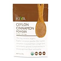 Kiva Organic Ceylon Cinnamon Powder, Pure Ceylon Cinnamon from Sri Lanka - 10 oz | Vegan, Non-GMO, USDA Organic, RAW, Gluten-Free, Support Healthy Heart and Blood Sugar Levels, Reduced Joint Pain