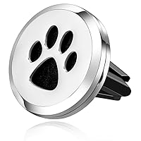 Wild Essentials Dog Paw Essential Oil Car Vent Diffuser, Stainless Steel Locket Pendant with 8 Color Refill Pads, Customizable Color Changing Air Freshener for Aromatherapy