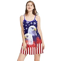 CowCow Womens Summer Frill Dress Union Flag, Memorial American Flag National USA Sleeveless Dress, XS-5XL
